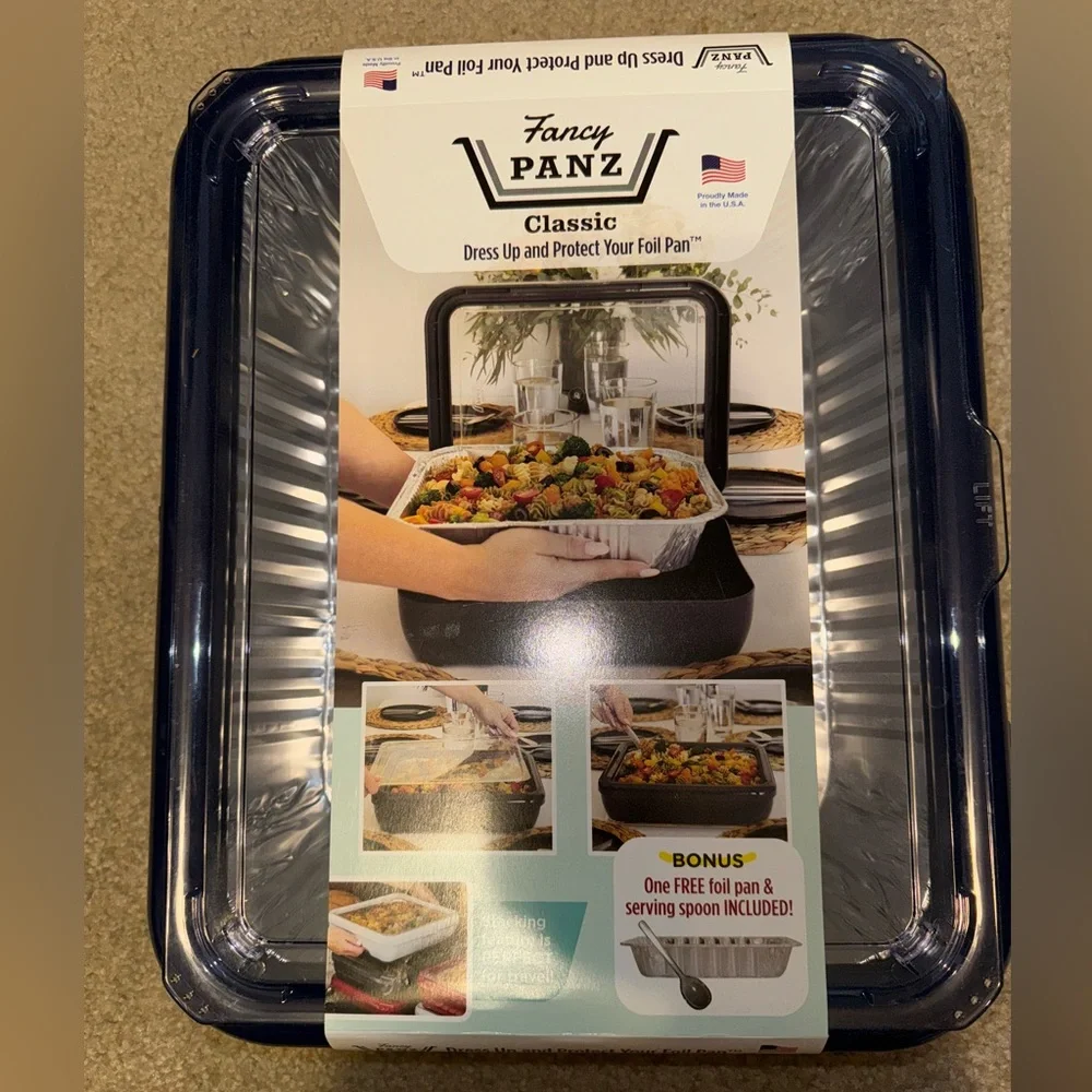 Navy fancy panz foil food insert carrier. Never used